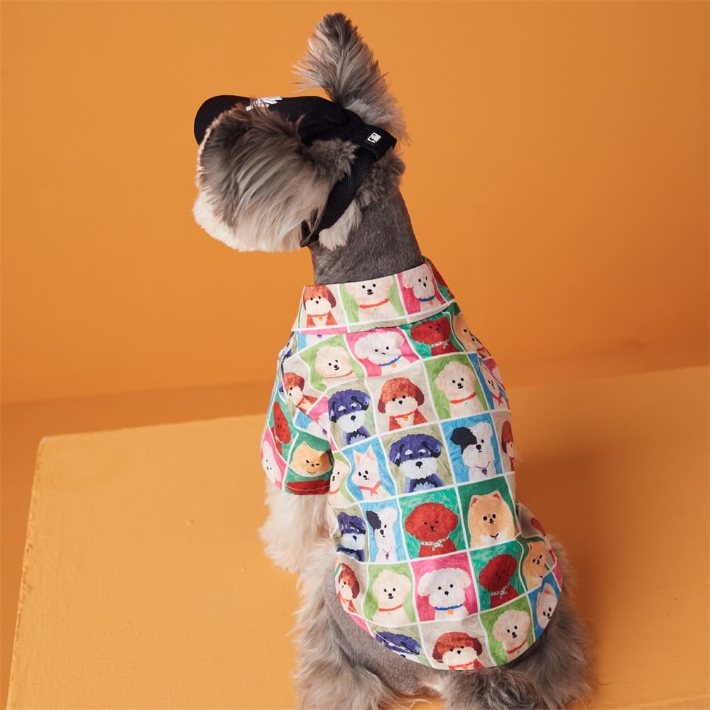 Dog Summer Fashion Cute Printed Dog Head Apparel for Small to Medium Pets