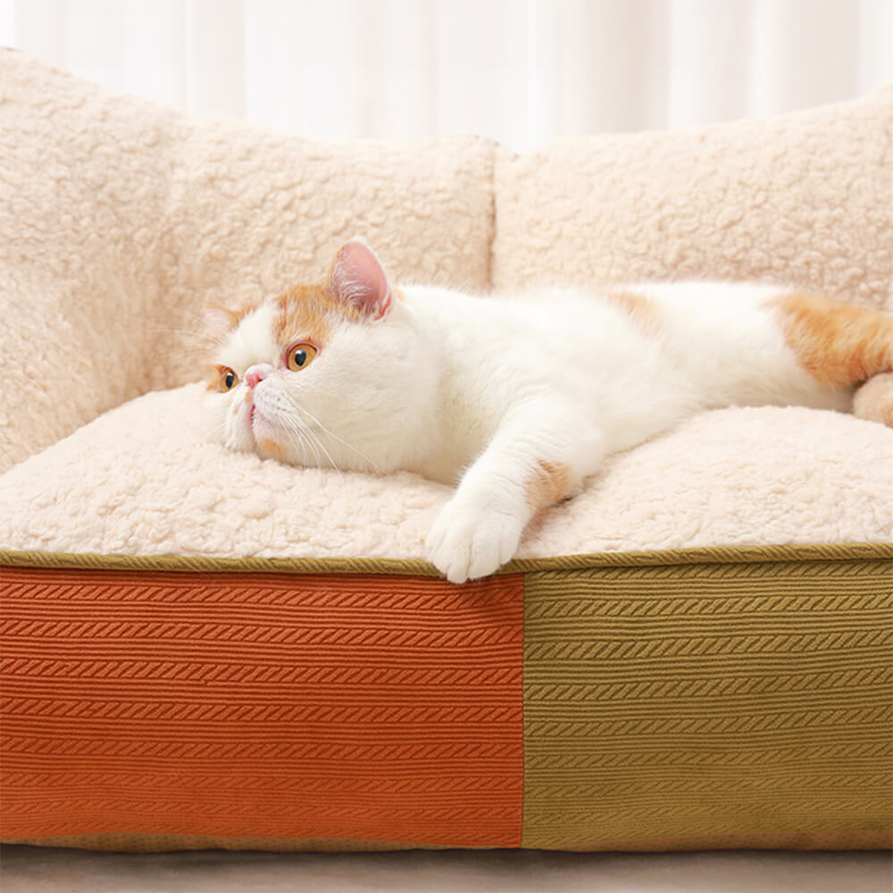 Warm Cozy Multi-Pet Calming Double Pillows Dog & Cat Sofa Bed