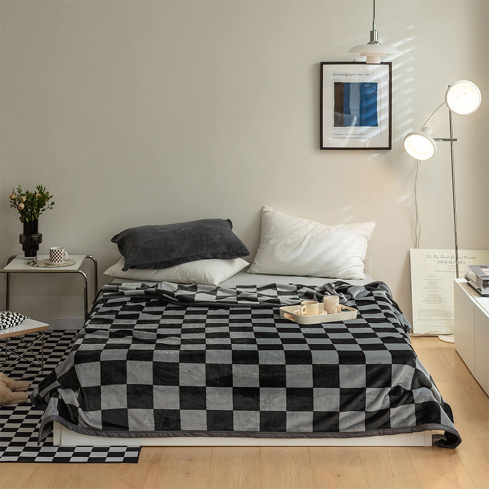 Contrasting Checkerboard Multi-Purpose Flannel Blanket