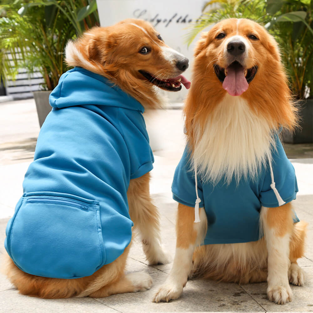 Solid Color Hooded Pullover Sweatshirt for Matching Dog and Owner