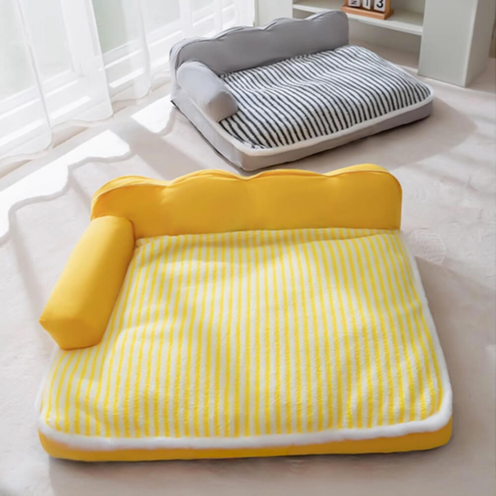 Striped Full Support Comfortable Skin-friendly Washable Orthopedic Dog Sofa Bed