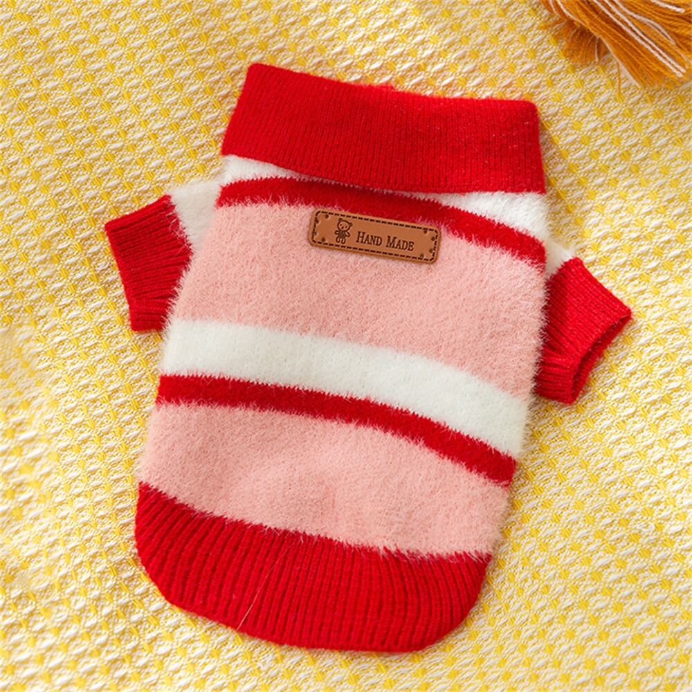 Cozy Striped Knitted Dog Sweater – Ideal for Small to Medium Breeds