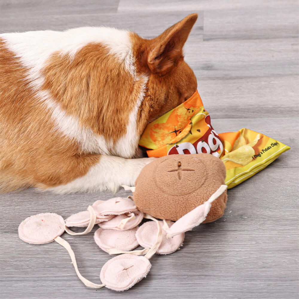 Potato Chips Interactive Slow Feeder Squeaky Snuffle Dog Toy