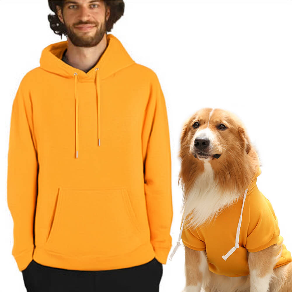 Solid Color Hooded Pullover Sweatshirt for Matching Dog and Owner