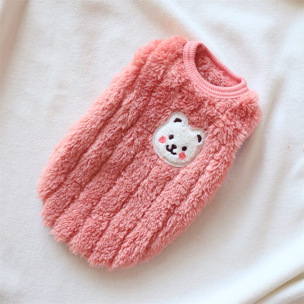 Adorable Fuzzy Bear Dog Sweater - Soft and Cozy for Winter Comfort