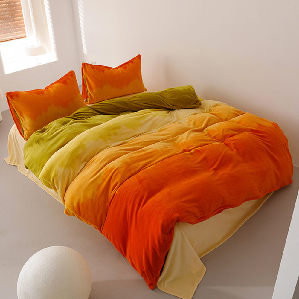 Stylish Velvet Gradient Stretchable Bed Sheet Set