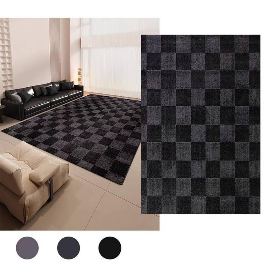 Retro Plaid Crystal Pile Thickened  Non-Slip Soft Carpet