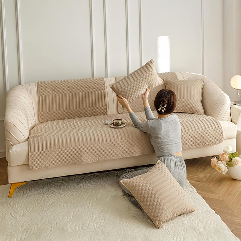 Warm Plush Vintage Non-Slip Couch Cover