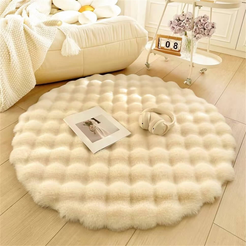 Creamy Style Chunky Round Plush Rug