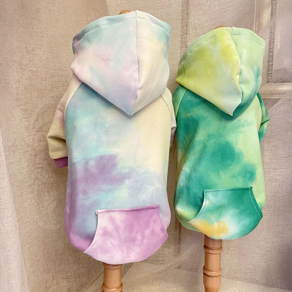 Tie-Dye Hooded Dog Sweatshirt - Cozy and Stylish Pet Hoodie