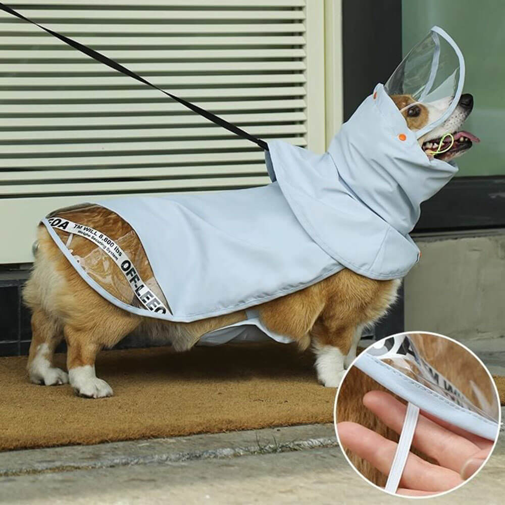 Puppy Full Bellyband Dog Raincoat - Transparent Large Brim for Maximum Protection