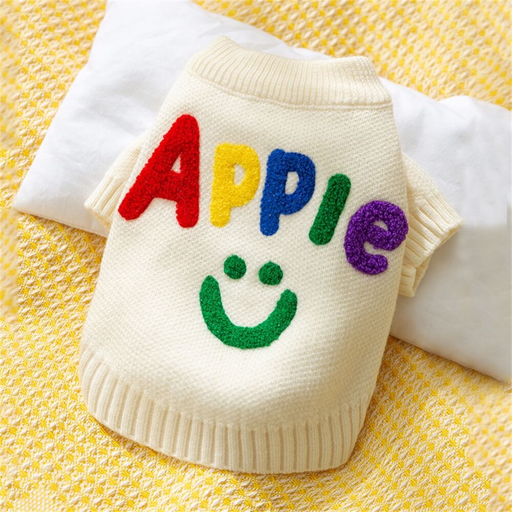 Colorful Apple Knit Dog Sweater