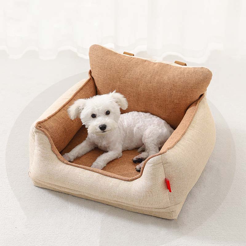 Light Coffee Waterproof Safety Dog Car Seat Bed