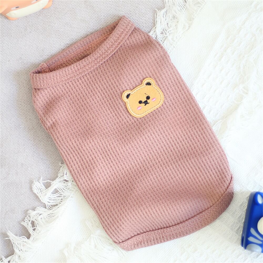 Adorable Waffle Knit Bear Dog Shirt – Cozy and Stylish for Everyday Wear