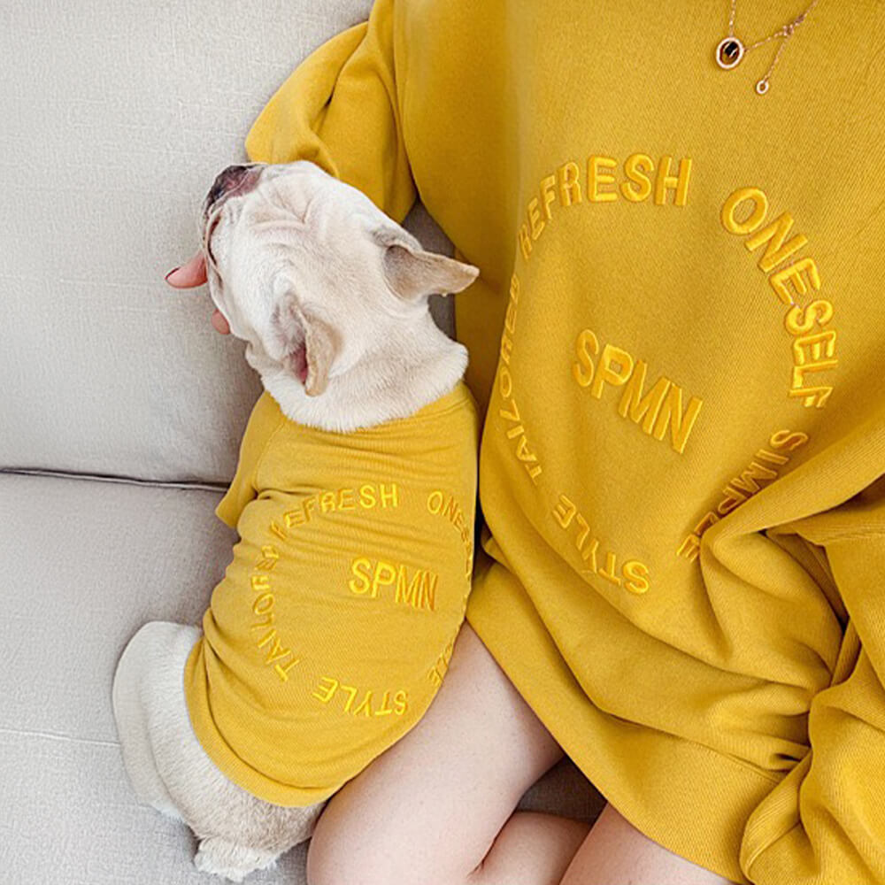 Stylish Embroidered Long Sleeve Pullover Sweatshirt for Pet and Owner Matching Clothes