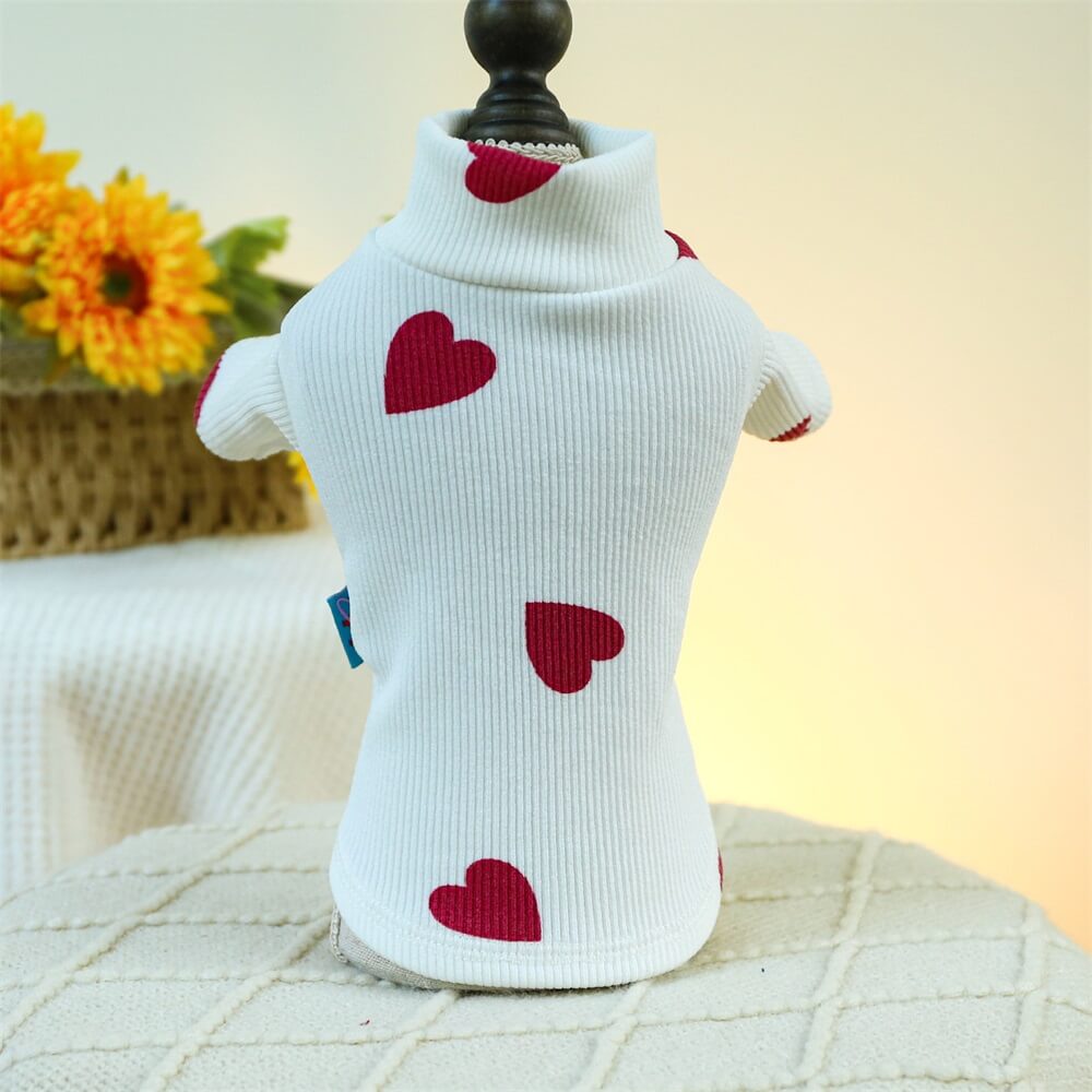 Cozy and Cute Heart Print Dog Sweater - Perfect for Chilly Days