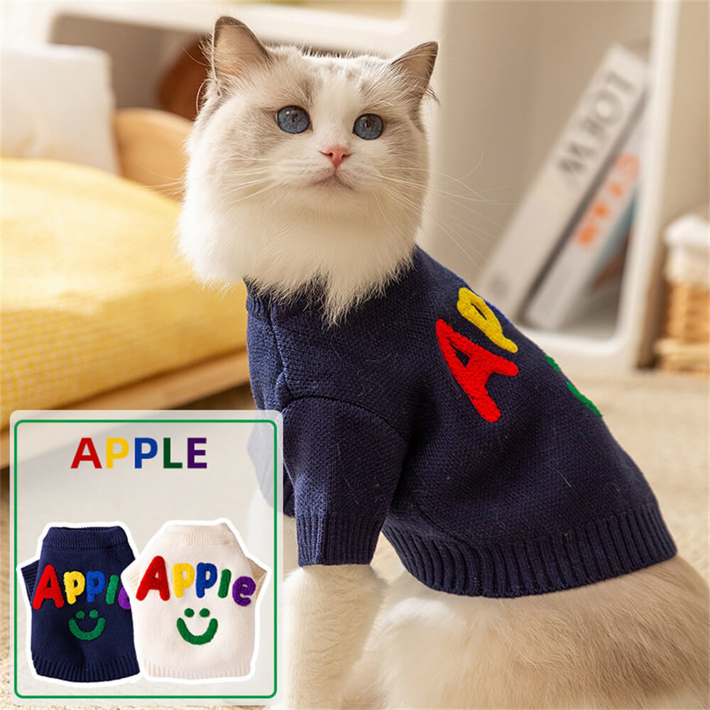 Colorful Apple Knit Dog Sweater