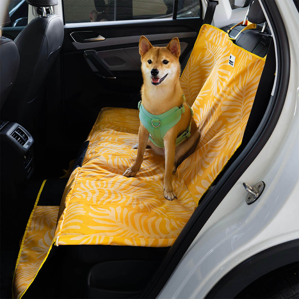 Areca Palm Print Waterproof Dog Car Seat Cover - Tropical Charm