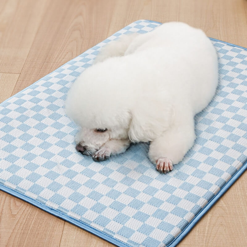 Tapete de dormir para cachorro de seda gelada xadrez