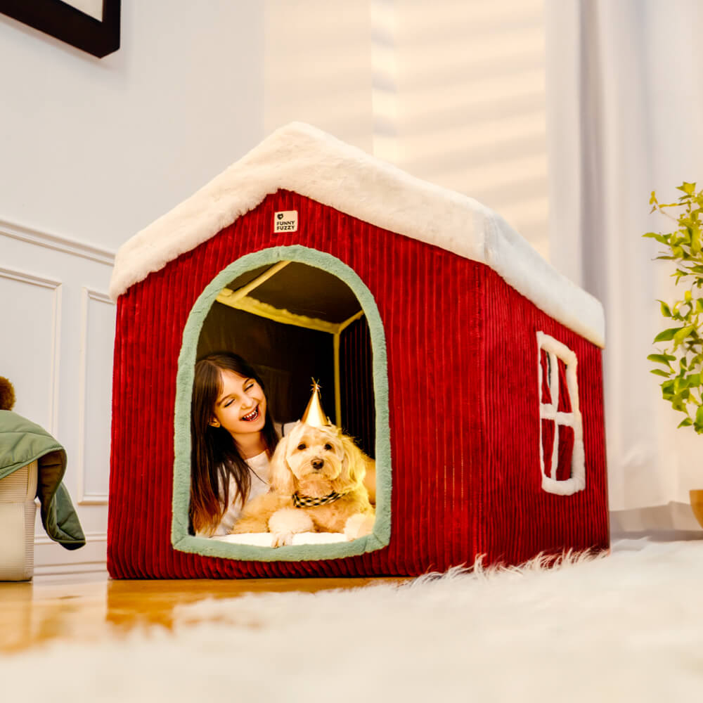 Casa de neve de gengibre para animais de estimação tenda removível grande casinha de cachorro