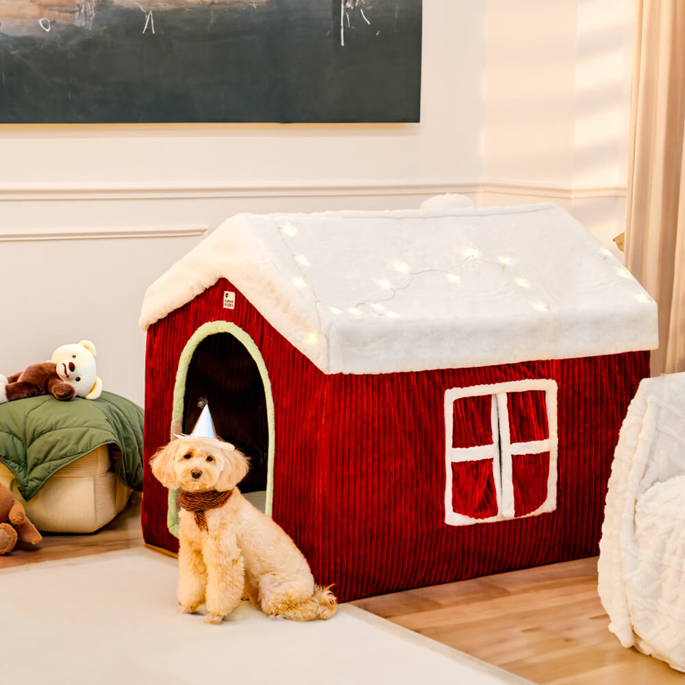 Christmas Snow House Cozy Warmth Large Dog House