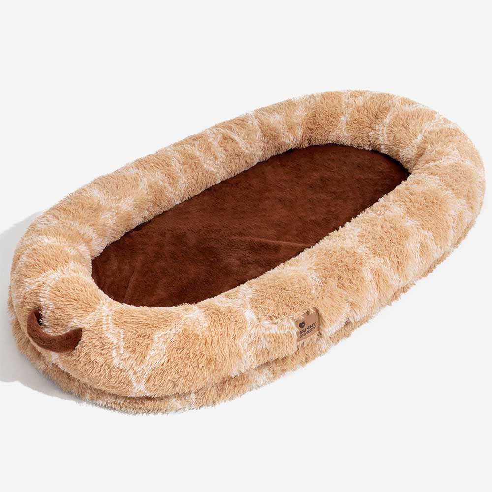 Cama oval luxuosa super grande para dormir mais profunda cama para cachorro humano