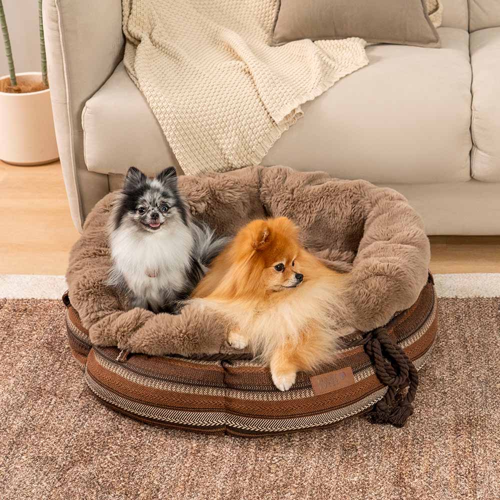 Classic Jacquard Plush Donut Dog Bed - Snuggle Den