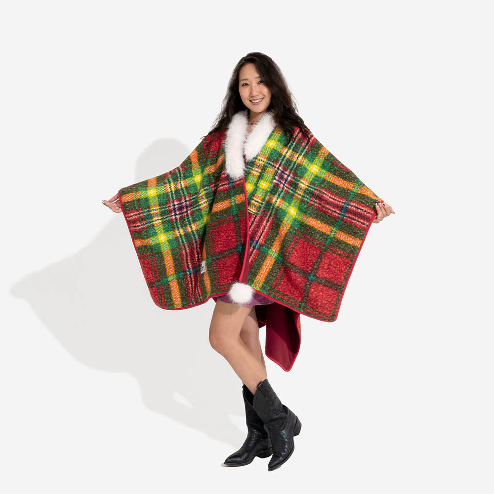 Classic Plaid Warmth Human & Dog Poncho - Festive Companions