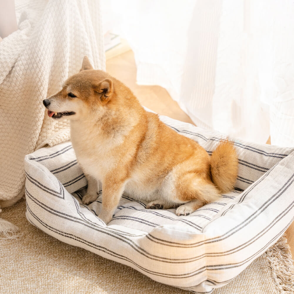 Cama de cachorro respirável listrada clássica para todas as estações