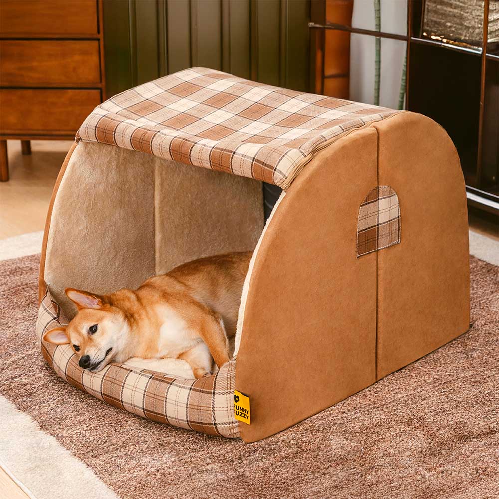 Classical Plaid House Orthopedic Dog Bed - Warm Retreat