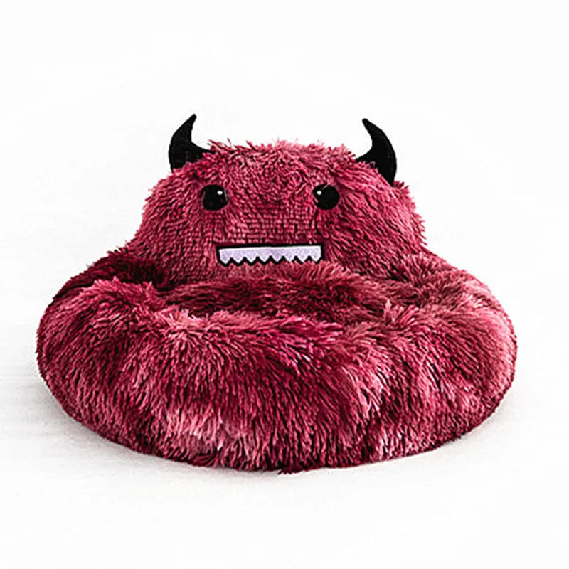 Calming Colorful Plush Monster Cat & Dog Bed