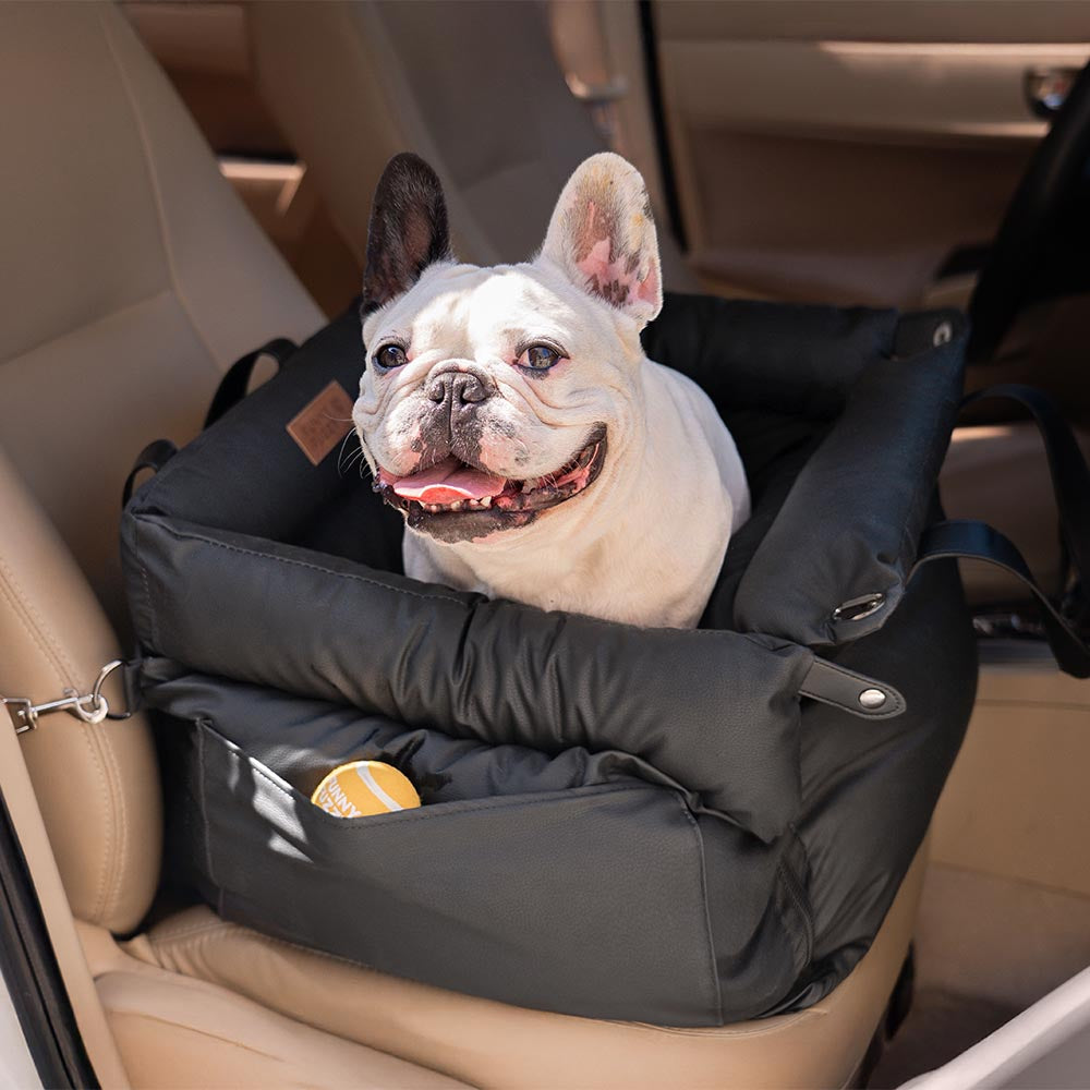 Deluxe Faux Leather Dog Car Seat Booster Bed - Urban Voyager