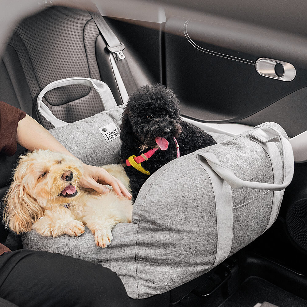 Cama de assento de carro para cachorro xadrez coração vintage