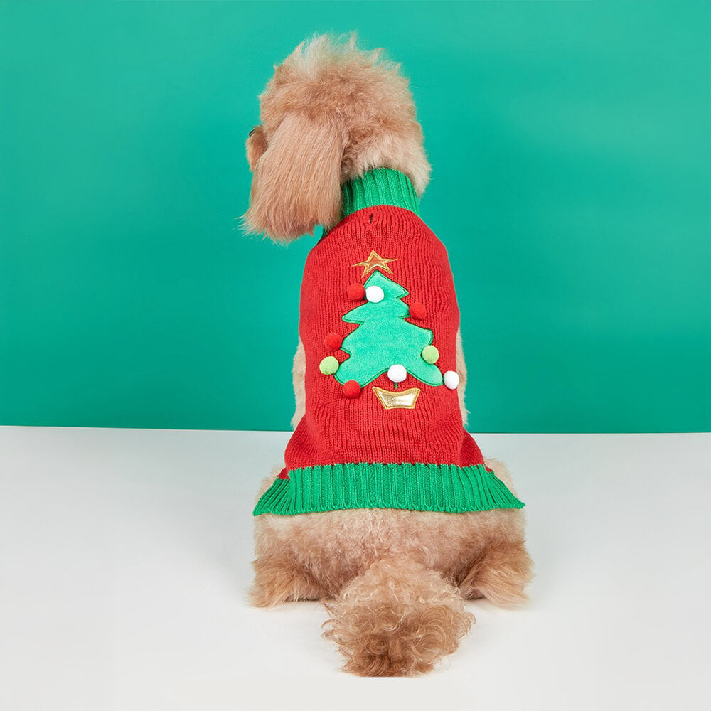 Christmas Thick Warm Turtleneck Dog Sweater Matching Socks For Pet And Owner