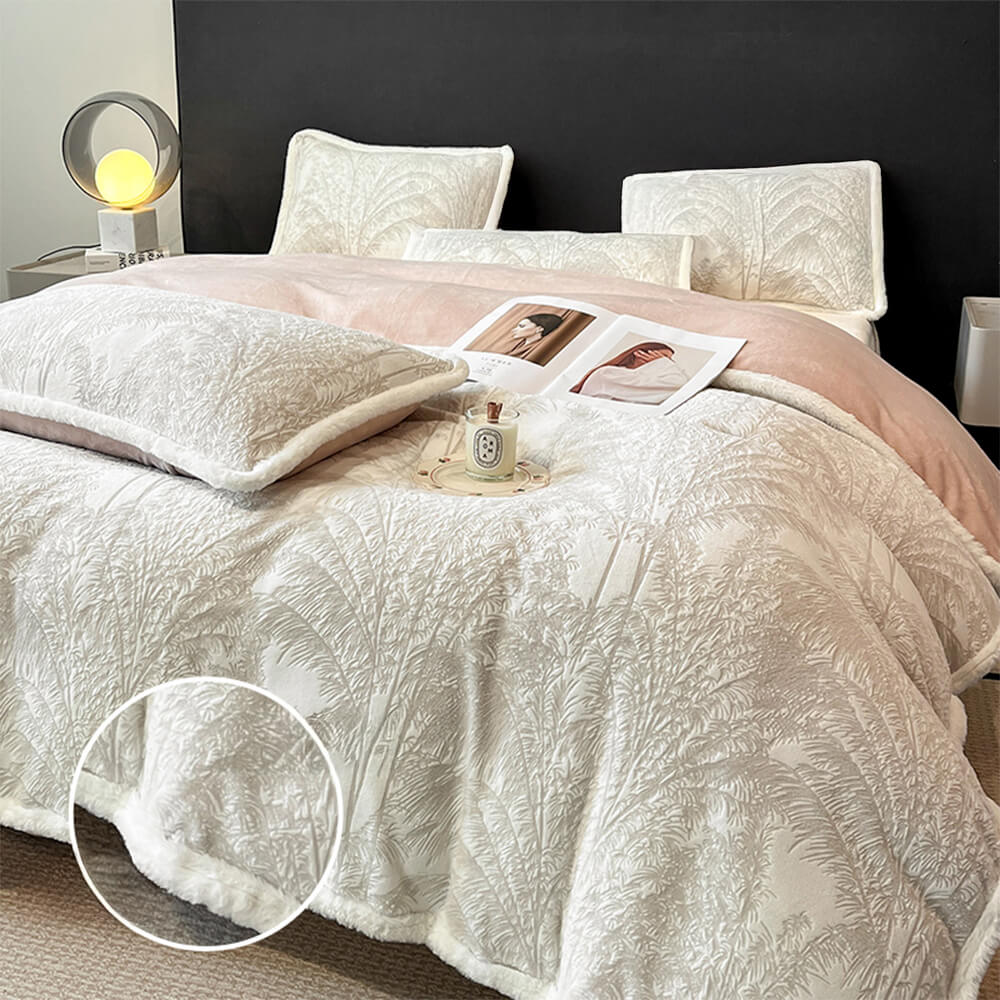 Breathable Waffle Textured Milk Velvet Warm Bed Sheet Set