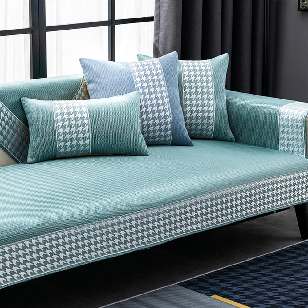 Cooling Houndstooth Ice Silk Breathable Couch Cover