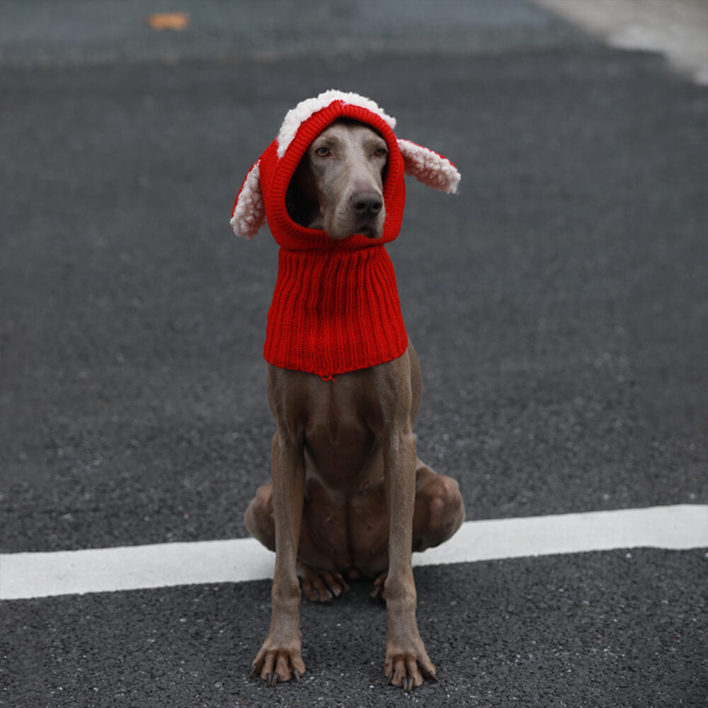 Cozy Neck Warmth Knitted Faux Lamb Ear Flap Dog Hat