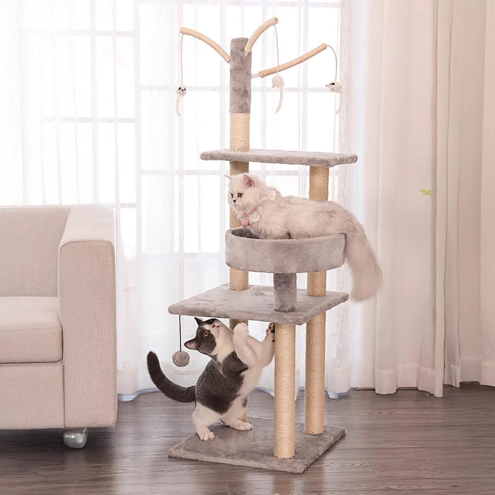 Cozy and Fun Scratch-Resistant Sisal Multi-Level Cat Tree