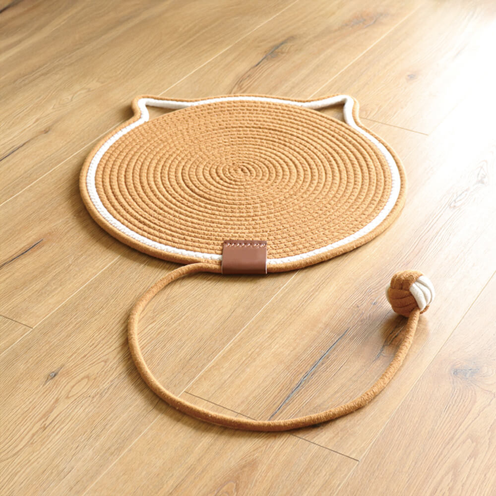 Durable Cat Ear Round Cat Scratching Mat with Toy Ball