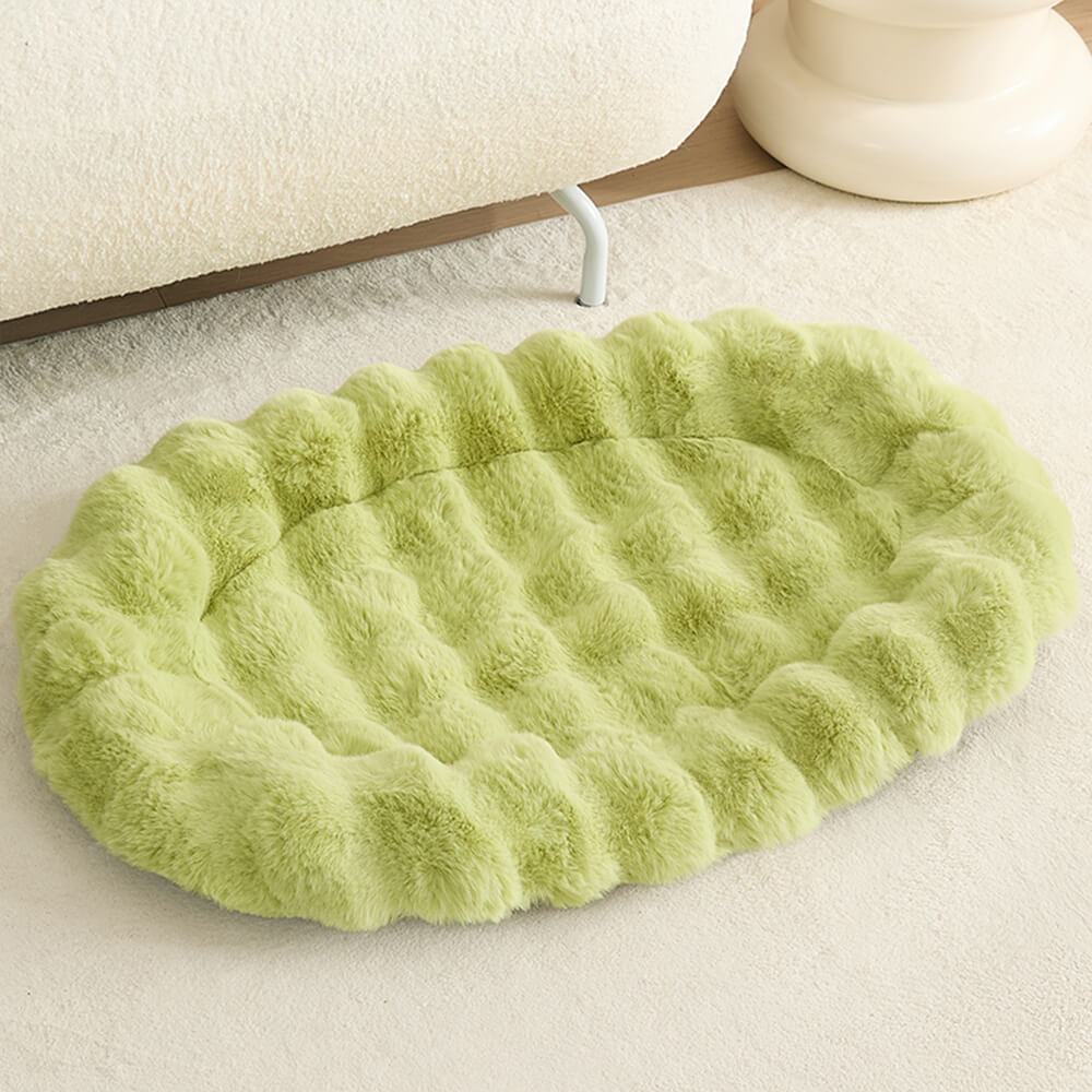 Elliptical Faux Rabbit Fur Sponge Support Multi-Functional Dog & Cat Mat