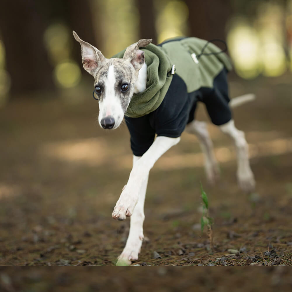 Four-Legged Warm Polar Fleece Dog Coat with Detachable Turtleneck