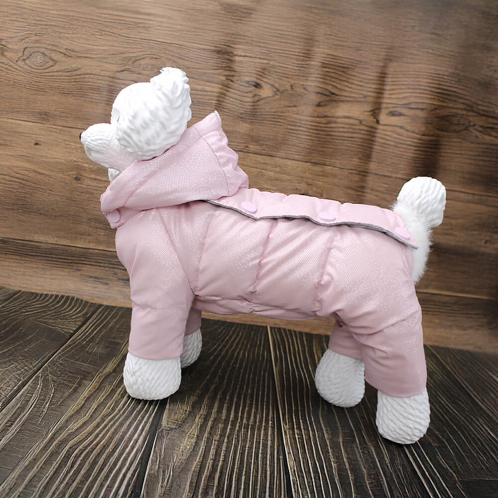 Luxury Cozy Snap-On Back Warm Down Waterproof Dog Hooded Coat