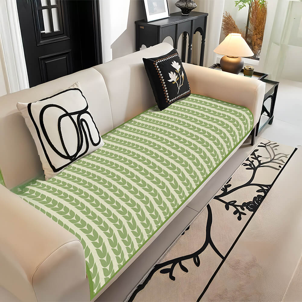 Modern Ice Silk Wheat Pattern Breathable Anti-Slip Couch Cover