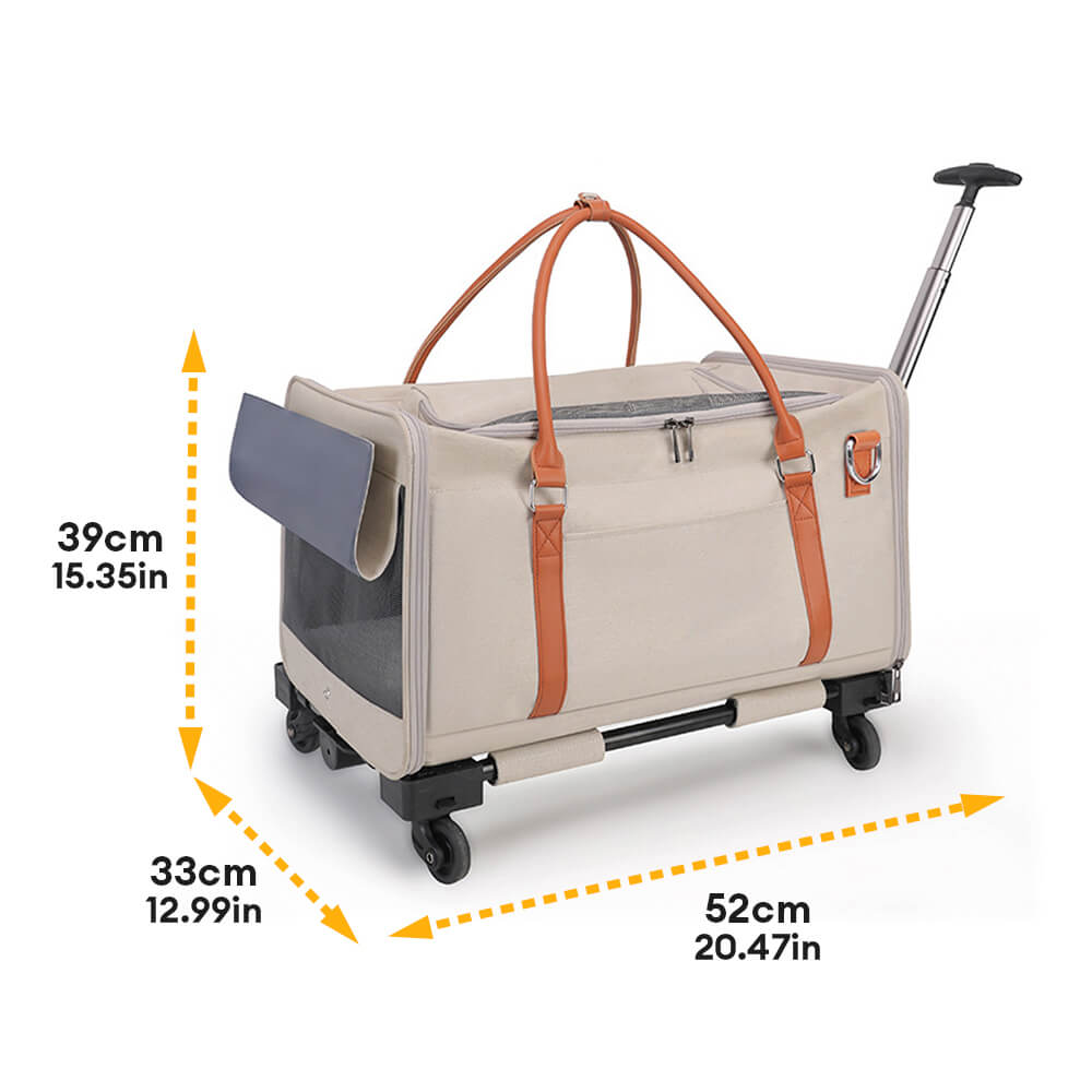 Multifunctional 2-In-1 Detachable Trolley with Wheels Portable Pet Carrier Bag