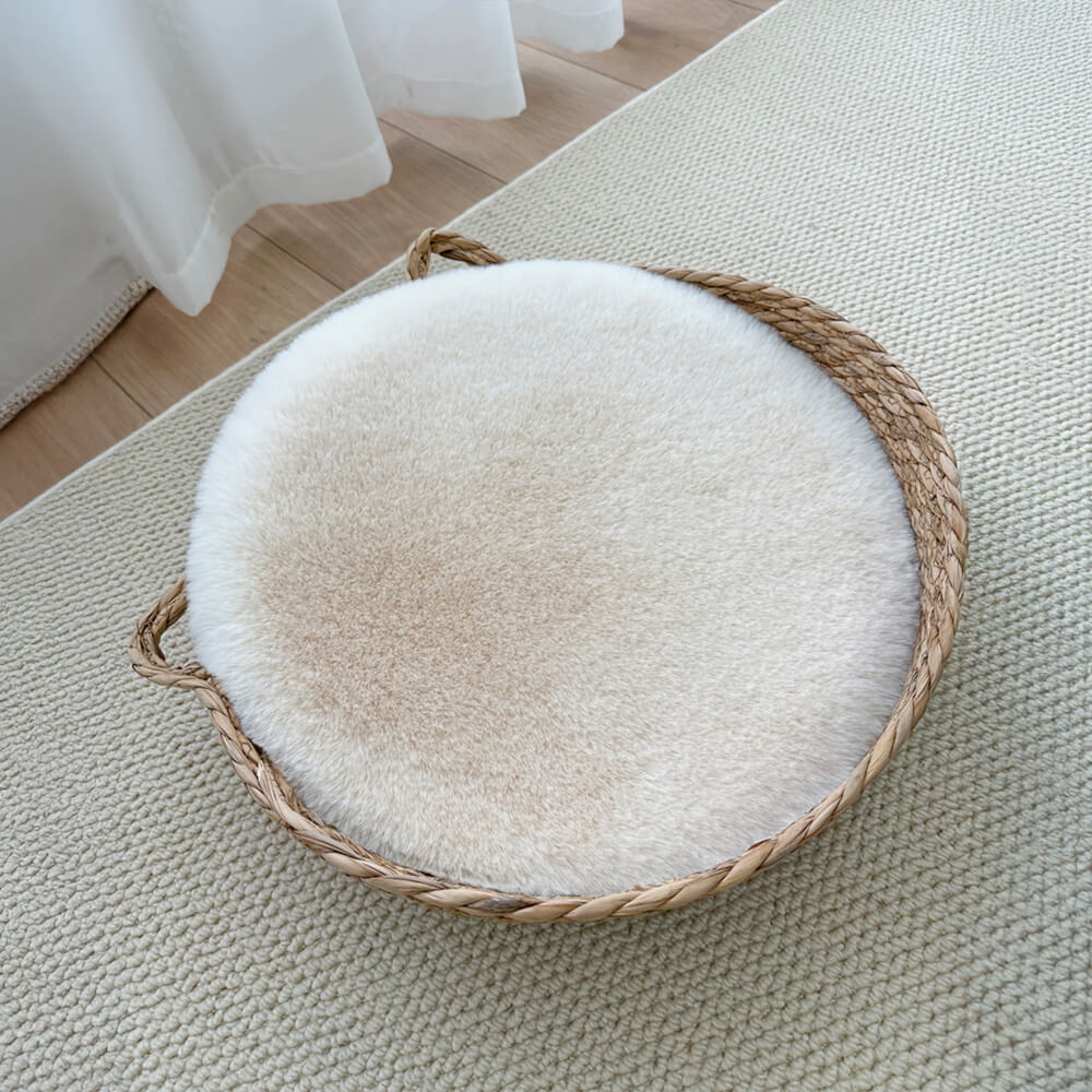 Round Ultra Soft Faux Rabbit Fur Warm Dog & Cat Mat