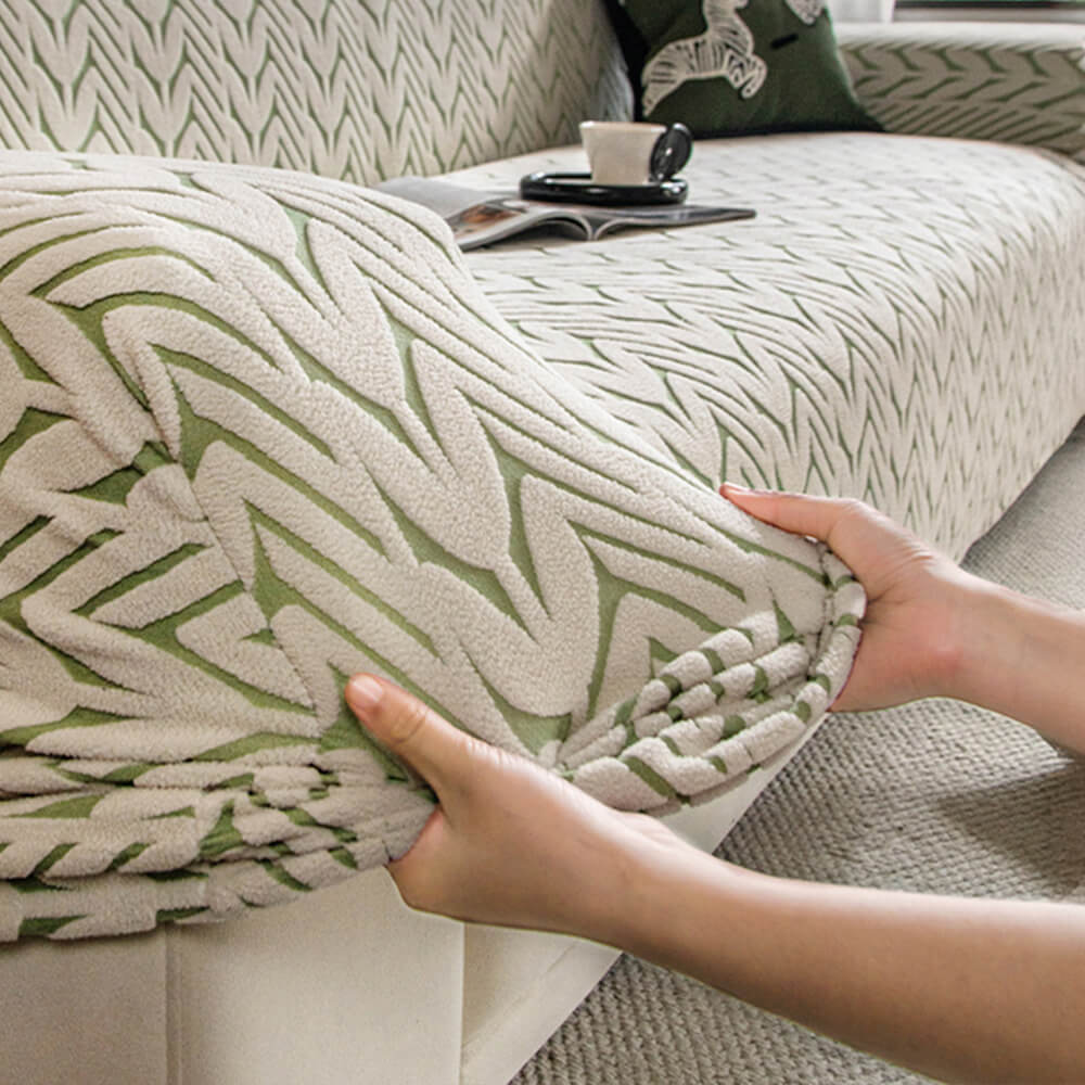 Textured Wheat Ear Pattern Jacquard Fleece Magic Couch Cover