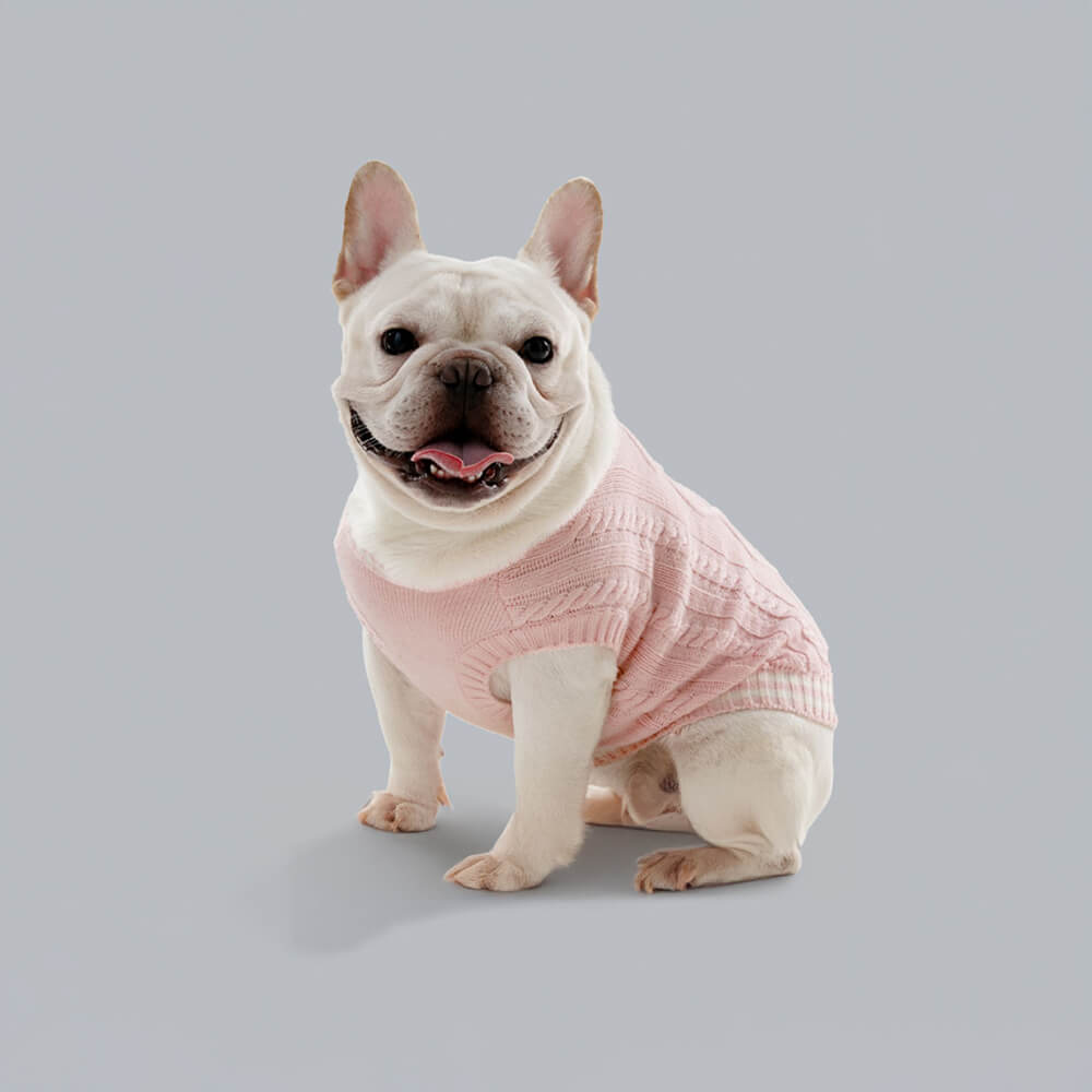 Trendy V-Neck Argyle Knit Stretchable Warm Dog & Cat Sweater