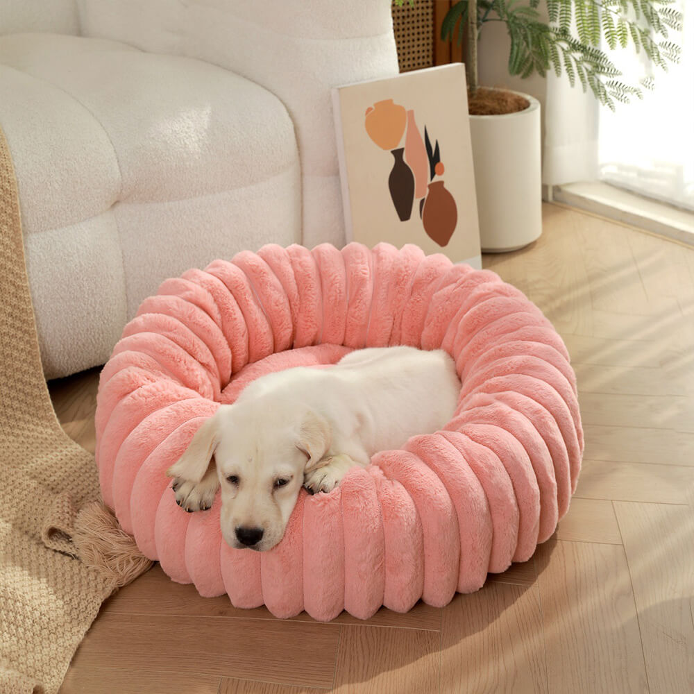 Ultra-Soft Plush Round Donut Support Dog & Cat Bed