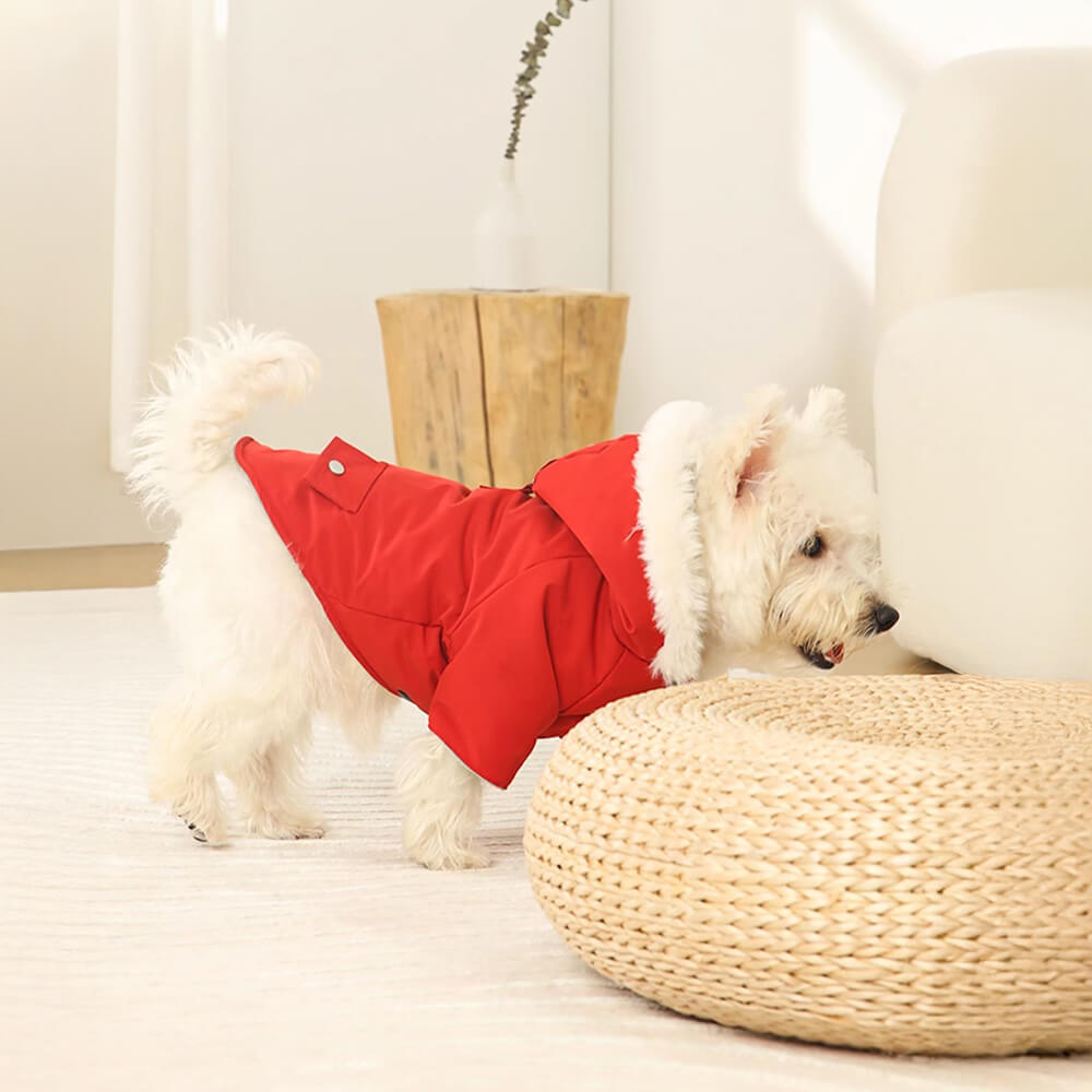 Ultra-Warm Faux Fur Lining Windproof Hooded Dog Coat