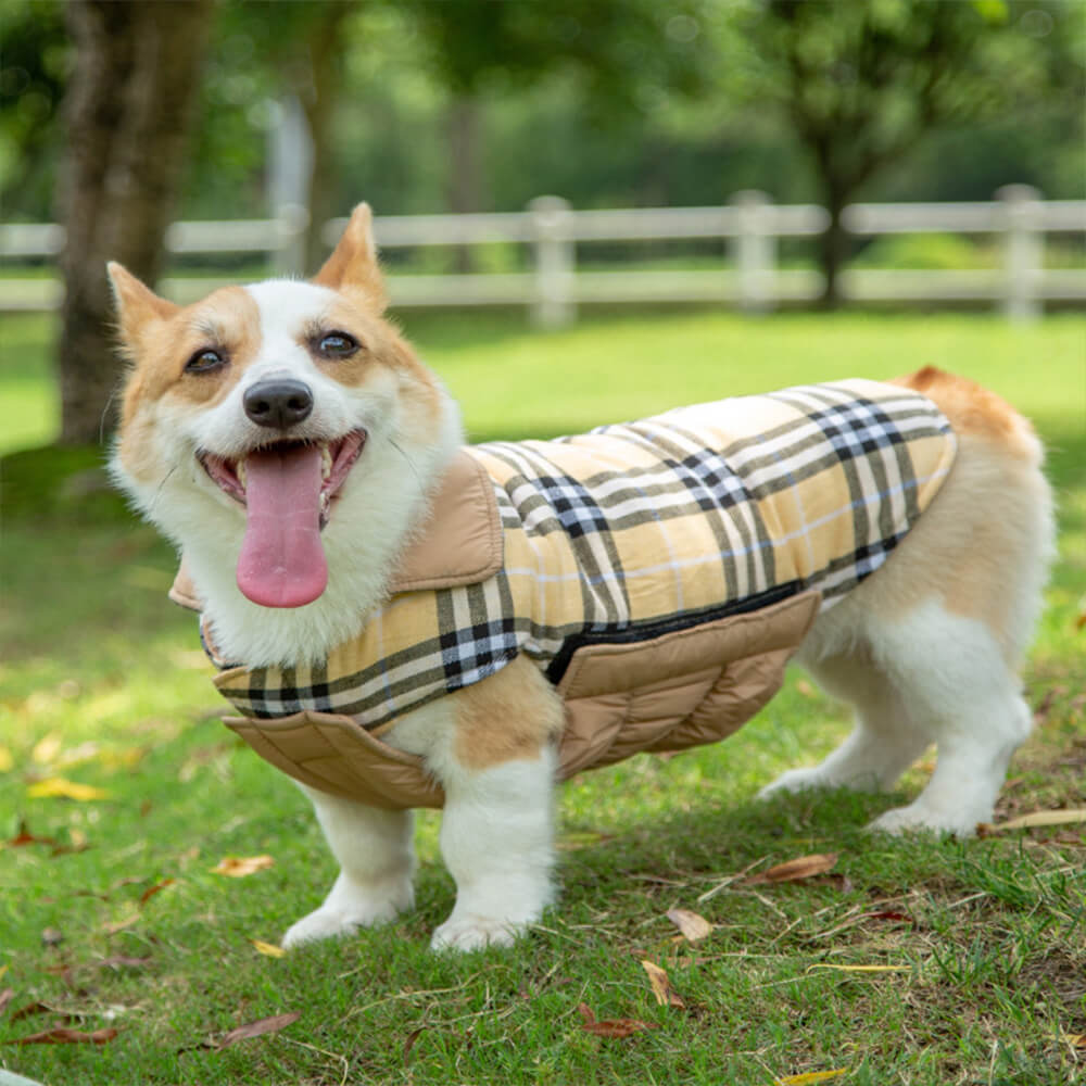 Ultra-Warm Plaid Turtleneck Skin-Friendly Velcro Dog Jacket